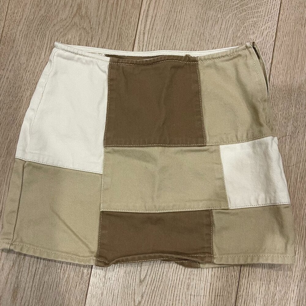 PacSun Colorblock Jean Mini Skirt – Neutral Tones - Size 24